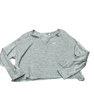 Hollister - EC - Light Gray Women's Cropped Sweatshirt